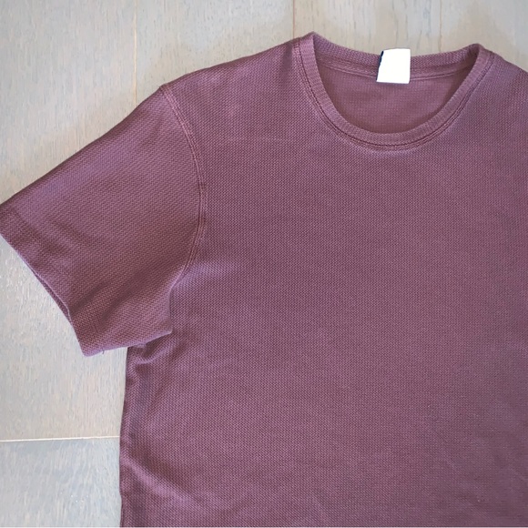 Zara Burgundy Red Short Sleeve Basic Jacquard T-Shirt - Picture 2 of 5